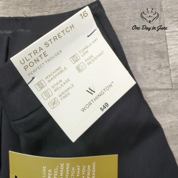 Worthington Ultra Straight Ponte Trouser Pants Size 16 - Picture 2 of 6